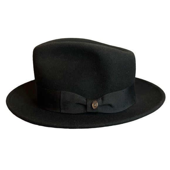 Jaxon Hats Detroit Red 100% Wool Felt Trilby Fedora Hat Small Black - Picture 1 of 4